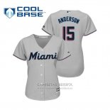Camiseta Beisbol Mujer Miami Marlins Brian Anderson Cool Base Road 2019 Gris