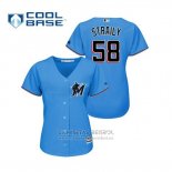 Camiseta Beisbol Mujer Miami Marlins Dan Straily Cool Base 2019 Azul