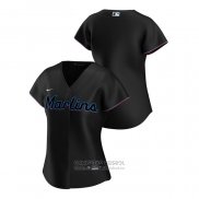 Camiseta Beisbol Mujer Miami Marlins Replica 2020 Alterno Negro