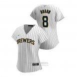 Camiseta Beisbol Mujer Milwaukee Brewers Ryan Braun 2020 Replica Alterno Blanco