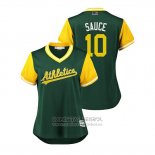 Camiseta Beisbol Mujer Oakland Athletics Marcus Semien 2018 LLWS Players Weekend Sauce Verde