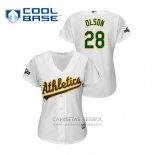 Camiseta Beisbol Mujer Oakland Athletics Matt Olson 2019 Postemporada Cool Base Blanco