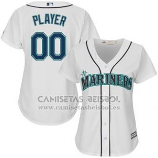 Camiseta Beisbol Mujer Seattle Mariners Personalizada Blanco