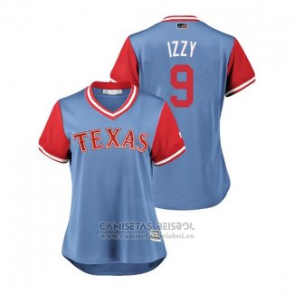 Camiseta Beisbol Mujer Texas Rangers Isiah Kiner Falefa 2018 LLWS Players Weekend Izzy Azul