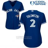 Camiseta Beisbol Mujer Toronto Blue Jays Troy Tulowitzki Cool Base Azul