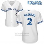 Camiseta Beisbol Mujer Toronto Blue Jays Troy Tulowitzki Cool Base Blanco