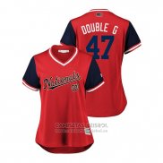 Camiseta Beisbol Mujer Washington Nationals Gio Gonzalez 2018 LLWS Players Weekend Double G Rojo