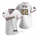 Camiseta Beisbol Mujer Washington Nationals Juan Soto 2020 Gold Program Replica Blanco