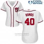 Camiseta Beisbol Mujer Washington Nationals Wilson Ramos Blanco Autentico Collection Cool Base