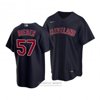 Camiseta Beisbol Nino Cleveland Indians Shane Bieber Replica Alterno 2020 Azul