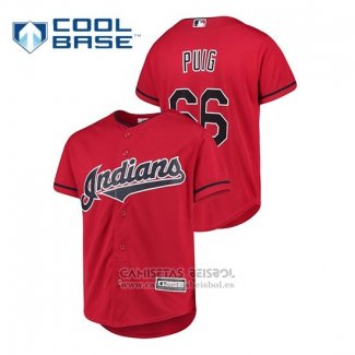 Camiseta Beisbol Nino Cleveland Indians Yasiel Puig Cool Base Alterno Rojo