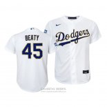 Camiseta Beisbol Nino Los Angeles Dodgers Matt Beaty 2021 Gold Program Replica Blanco
