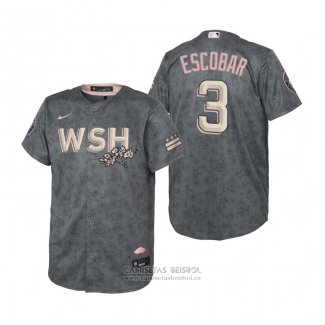 Camiseta Beisbol Nino Washington Nationals Alcides Escobar 2022 City Connect Replica Gris