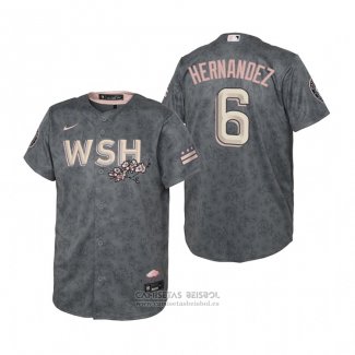 Camiseta Beisbol Nino Washington Nationals Cesar Hernandez 2022 City Connect Replica Gris