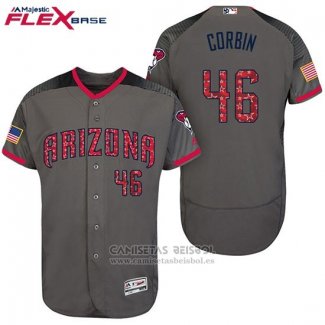 Camiseta Beisbol Hombre Arizona Diamondbacks 2017 Estrellas y Rayas 46 Patrick Corbin Gris Flex Base