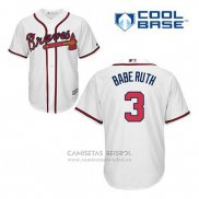 Camiseta Beisbol Hombre Atlanta Braves 3 Babe Ruth Blanco Primera Cool Base