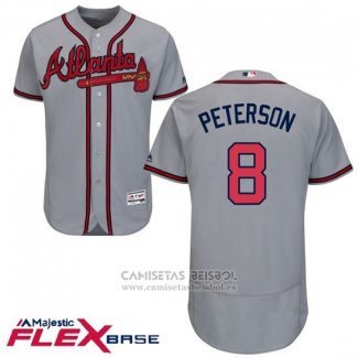 Camiseta Beisbol Hombre Atlanta Braves 8 Jace Peterson Gris Autentico Collection Flex Base