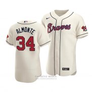Camiseta Beisbol Hombre Atlanta Braves Abraham Almonte Autentico Alterno Crema