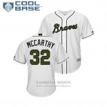 Camiseta Beisbol Hombre Atlanta Braves Brandon Mccarthy 2018 Dia de los Caidos Cool Base Blanco