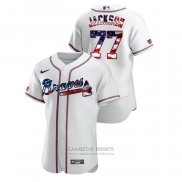 Camiseta Beisbol Hombre Atlanta Braves Luke Jackson 2020 Stars & Stripes 4th of July Blanco