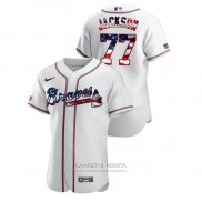 Camiseta Beisbol Hombre Atlanta Braves Luke Jackson 2020 Stars & Stripes 4th of July Blanco