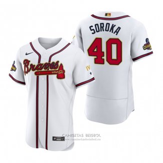 Camiseta Beisbol Hombre Atlanta Braves Mike Soroka 2022 Gold Program Autentico Blanco