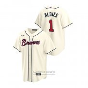 Camiseta Beisbol Hombre Atlanta Braves Ozzie Albies 2020 Replica Alterno Crema