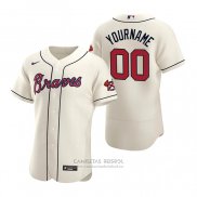 Camiseta Beisbol Hombre Atlanta Braves Personalizada Autentico 2020 Alterno Crema