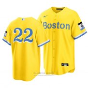 Camiseta Beisbol Hombre Boston Red Sox Danny Santana 2021 City Connect Replica Oro