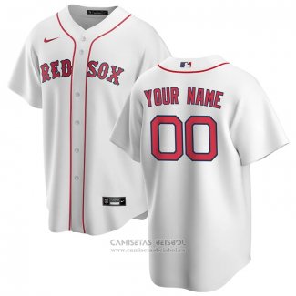 Camiseta Beisbol Hombre Boston Red Sox Personalizada Replica Primera Blanco