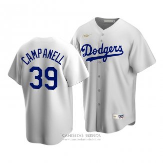 Camiseta Beisbol Hombre Brooklyn Los Angeles Dodgers White Roy Campanella Cooperstown Collection Primera Blanco