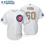 Camiseta Beisbol Hombre Chicago Cubs 60 Felix Pena Blanco Oro Cool Base