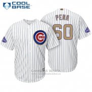 Camiseta Beisbol Hombre Chicago Cubs 60 Felix Pena Blanco Oro Cool Base