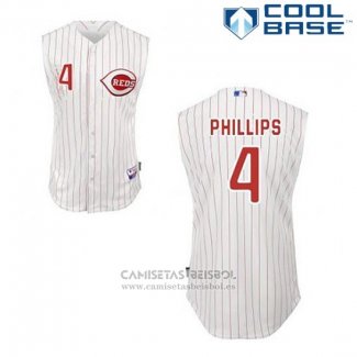 Camiseta Beisbol Hombre Cincinnati Reds Brandon Phillips 4 Blanco Vest Style Cool Base