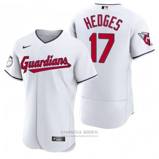 Camiseta Beisbol Hombre Cleveland Guardians Austin Hedges Autentico Primera Blanco