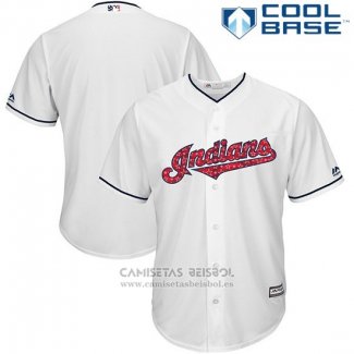 Camiseta Beisbol Hombre Cleveland Indians 2017 Estrellas y Rayas Blanco Cool Base