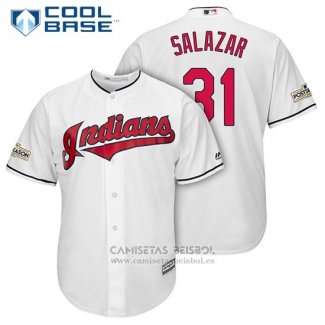 Camiseta Beisbol Hombre Cleveland Indians 2017 Postemporada 31 Danny Salazar Blanco Cool Base