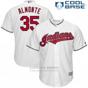 Camiseta Beisbol Hombre Cleveland Indians 35 Abraham Almonte Blanco Cool Base