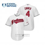 Camiseta Beisbol Hombre Cleveland Indians Bradley Zimmer 2019 All Star Patch Cool Base Blanco