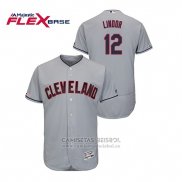 Camiseta Beisbol Hombre Cleveland Indians Francisco Lindor Flex Base Gris