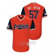 Camiseta Beisbol Hombre Cleveland Indians Shane Bieber 2018 LLWS Players Weekend Not Justin Rojo