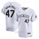 Camiseta Beisbol Hombre Colorado Rockies Cal Quantrill Primera Limited Blanco