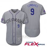 Camiseta Beisbol Hombre Colorado Rockies Dj Lemahieu 9 Gris Autentico Collection Flex Base