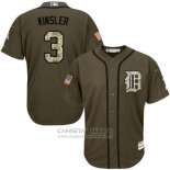 Camiseta Beisbol Hombre Detroit Tigers 3 Ian Kinsler Salute To Service Olive