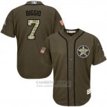 Camiseta Beisbol Hombre Houston Astros 7 Craig Biggio Verde Salute To Service