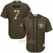 Camiseta Beisbol Hombre Houston Astros 7 Craig Biggio Verde Salute To Service