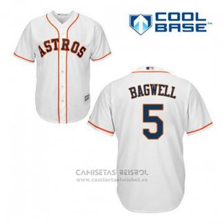 Camiseta Beisbol Hombre Houston Astros Jeff Bagwell 5 Blanco Primera Cool Base