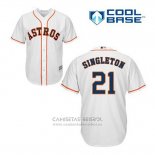 Camiseta Beisbol Hombre Houston Astros Jon Singleton 21 Blanco Primera Cool Base