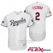 Camiseta Beisbol Hombre Kansas City Royals 2017 Estrellas y Rayas Alcides Escobar Blanco Flex Base