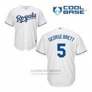 Camiseta Beisbol Hombre Kansas City Royals George Brett 5 Blanco Primera Cool Base